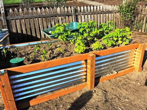 corregated metal planter box|galvanized steel raised garden bed.